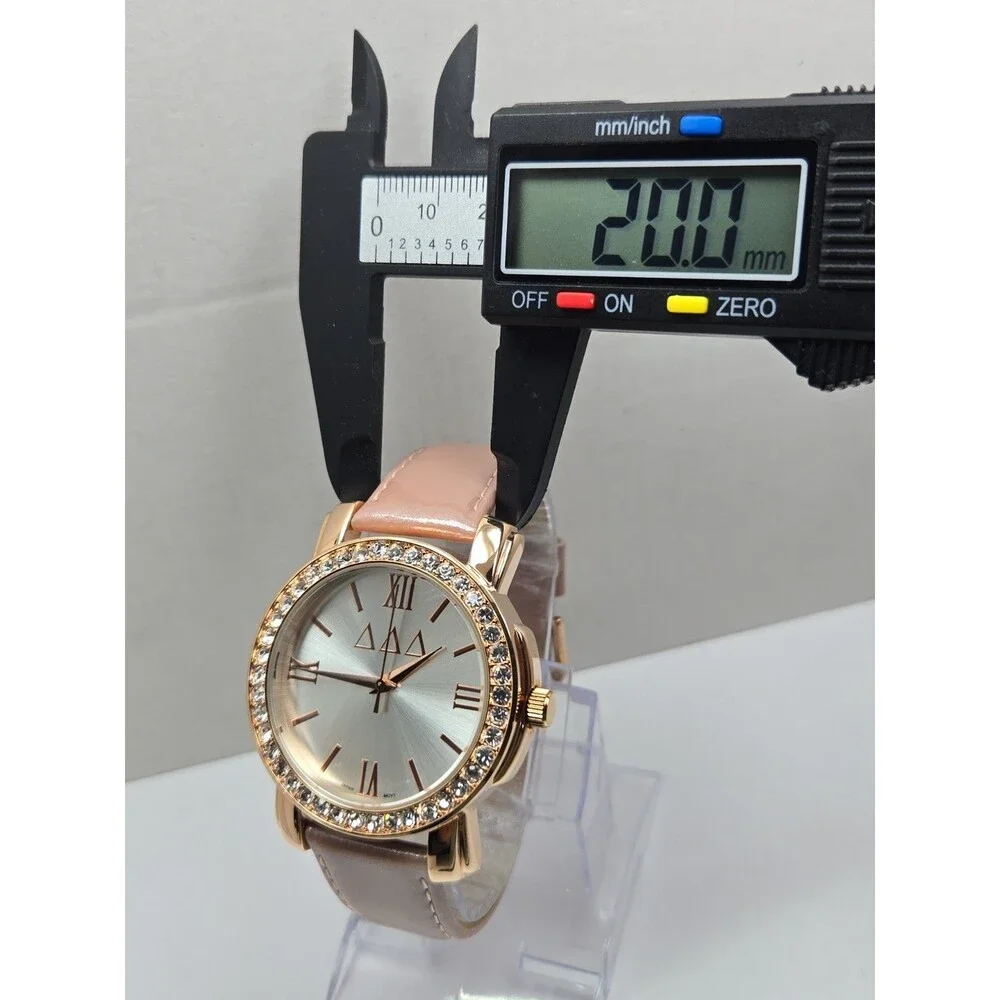 HJGreek Tri Delta Jeweled Blush Sorority Watch Rose Gold Crystals New Battery
